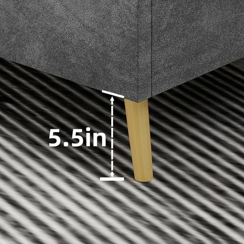 Upholstered Platform Bed with Tufted Headboard, Sturdy Noise-Free Design, Modern Bedroom Bed Frame