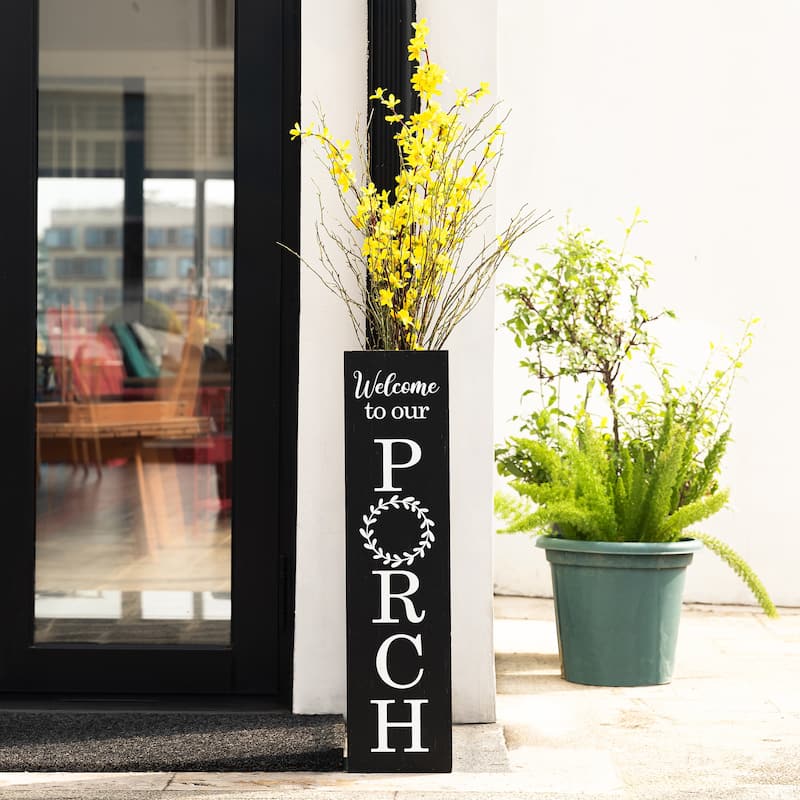Glitzhome 30"H Rustic Welcome & Home or Welcome & Porch Double Sided Wooden Planter Sign Front Door Decor(2025 Quality-upgraded)