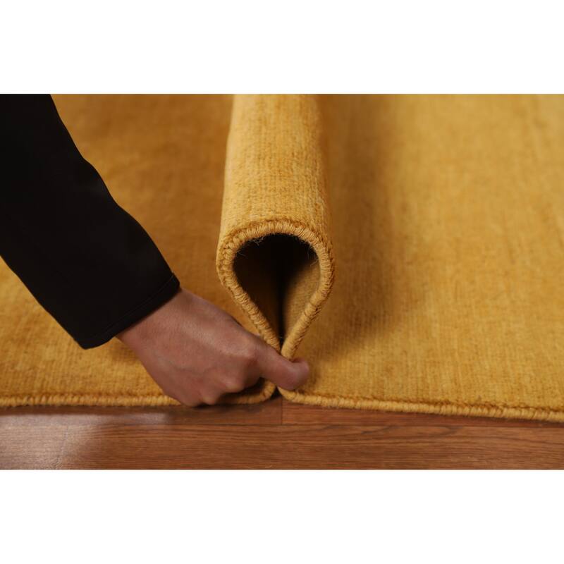 Gold Gabbeh Modern Foyer Rug Hand-Knotted Wool Carpet - 2'10"x 3'11"