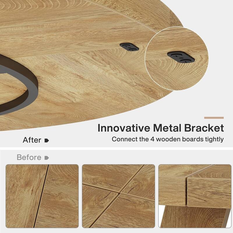 47" Round Dining Table, Wood Top Kitchen Table for Dining/Living Room