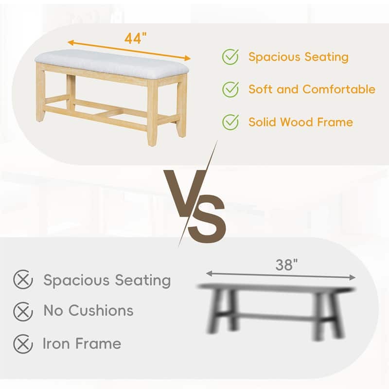 6-Piece Extendable Dining Table Set with Upholstered Chair and Bench