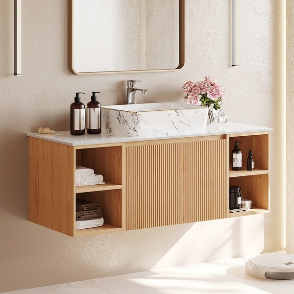 35.83'' Single Bathroom Vanity with Glossy Sintered Stone