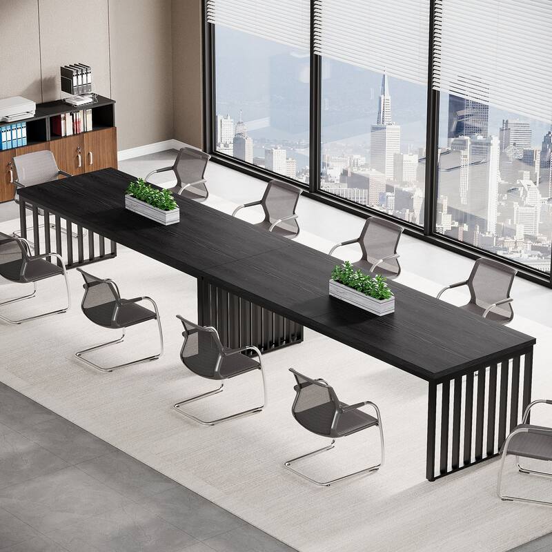 Small Conference Room Table for 4, Industiral Long Meeting Table - 2-pieces