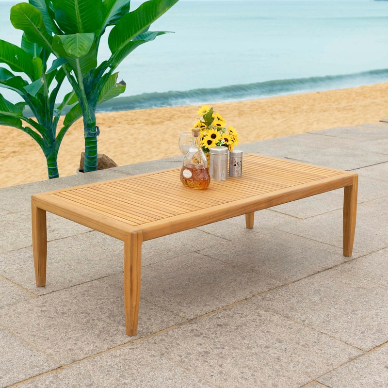 SAFAVIEH Couture Samoa Brazilian Teak Patio Coffee Table - 47"W x 24"D x 14"H