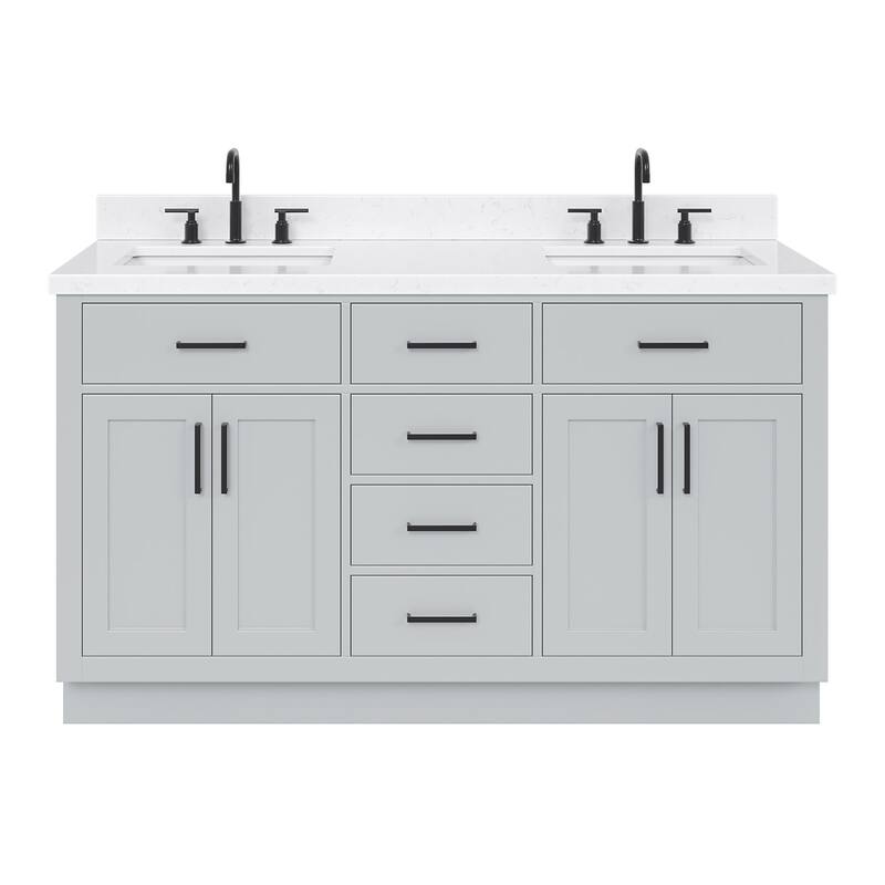 Ariel T060DCQRVO Hepburn 60" Free Standing Double Basin Vanity Set