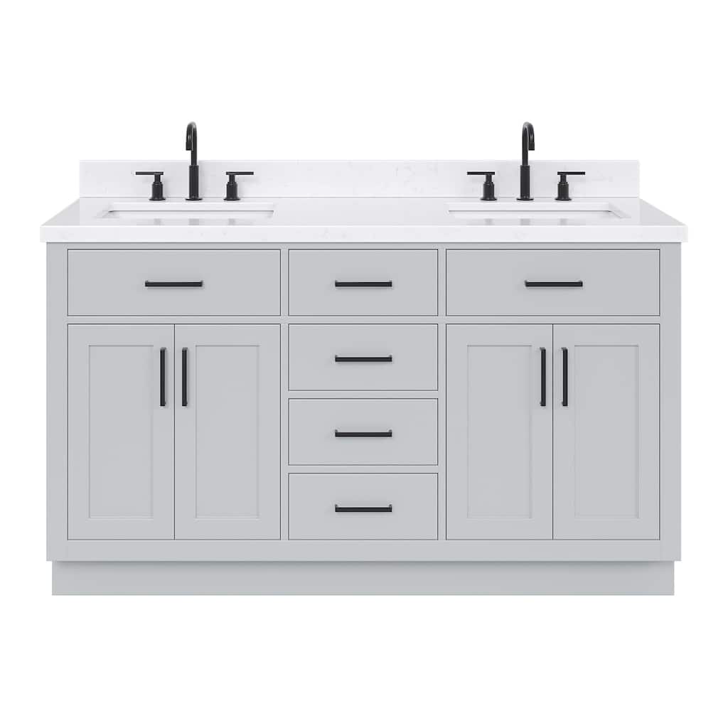 Ariel T060DCQRVO Hepburn 60" Free Standing Double Basin Vanity Set