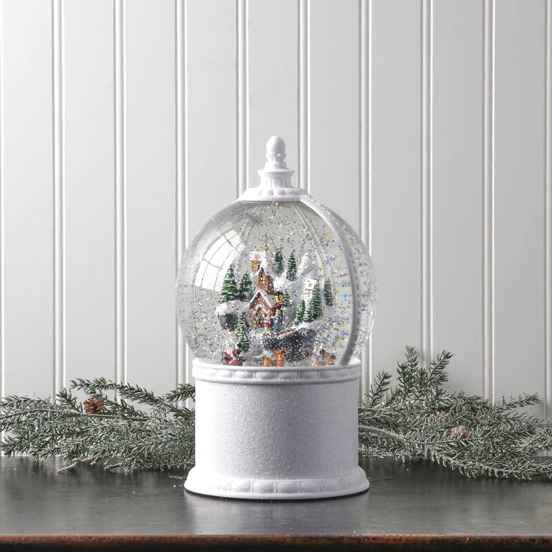 11"Led Battery Operated Timer Mountain With Santa Water Globe Usb