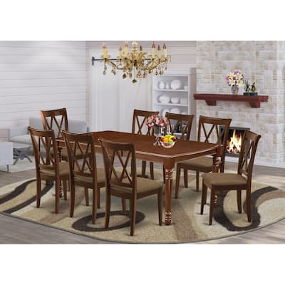 East West Furniture Kitchen Table Set- a Rectangle Dining Table and Linen Fabric Dining Chairs,Mahogany (Pieces Options)