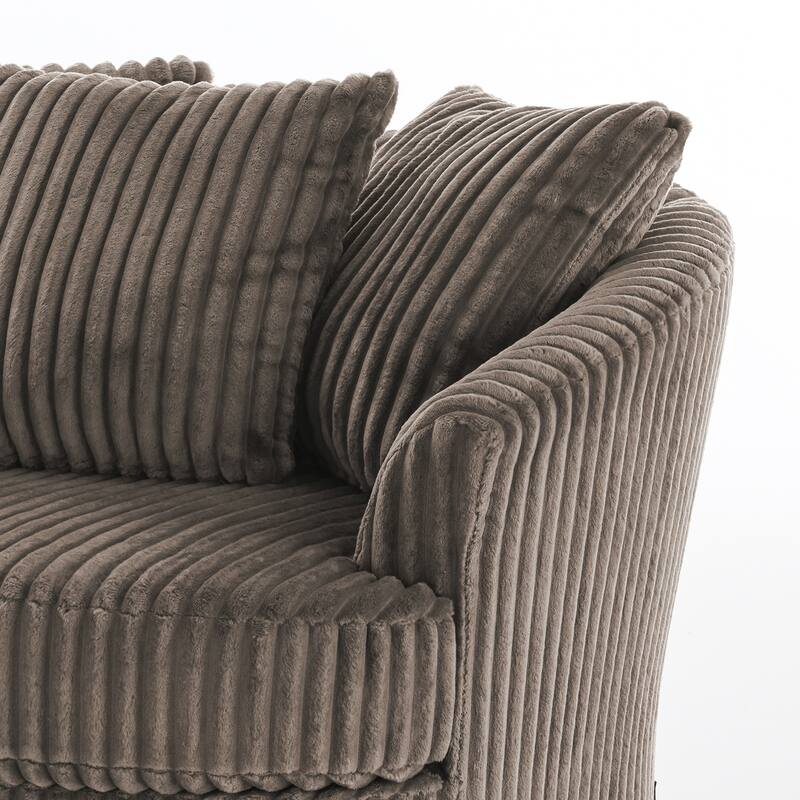 2 Set Oversized 43" W Plush Corduroy Swivel Barrel Chair with Pillows