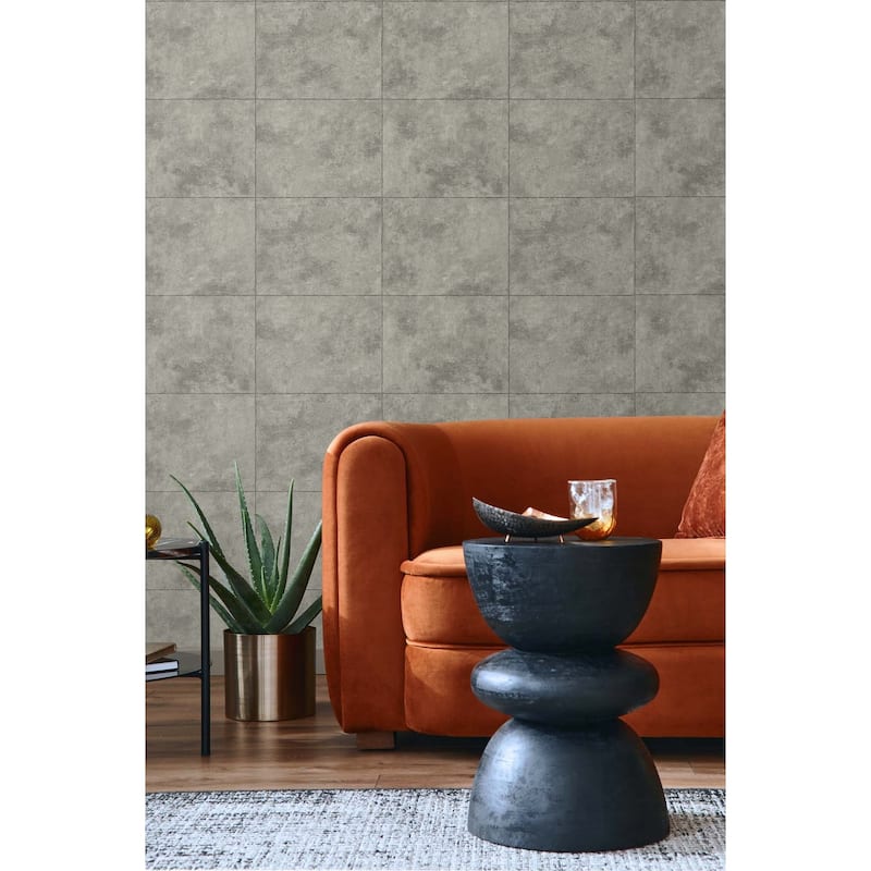 Seabrook Designs Faux Concrete Panel Unpasted Wallpaper