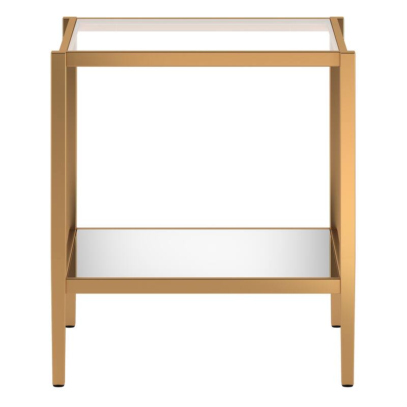Hera 20" Wide Square Side Table with Mirror Shelf - 20" Wide