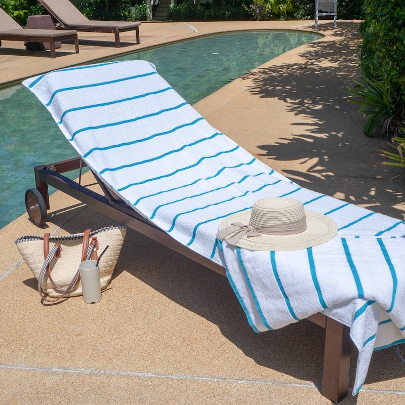 Las Rayas 2-Piece Chaise Lounge Towel Covers with Top Pocket - 30x85