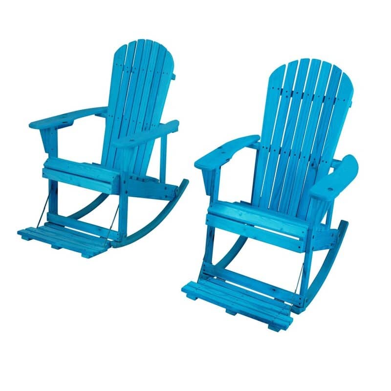 Zero Gravity Collection Adirondack Rocking Chair with Built-in Footrest (2 Pack)