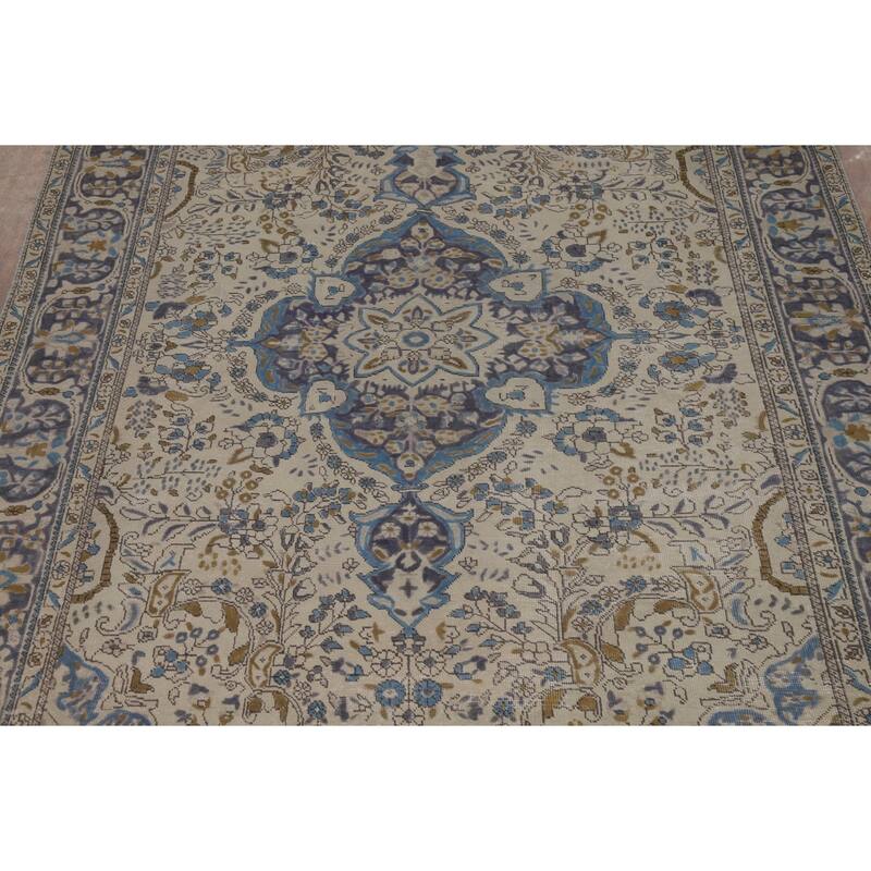 Floral Tabriz Persian Area Rug Hand-Knotted Bedroom Wool Carpet - 6'7"x 9'7"