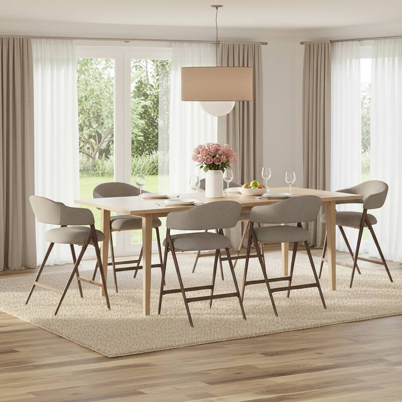 Ergonomic Counter Height Bar Stools with Curved Backrest & Breathable Fabric