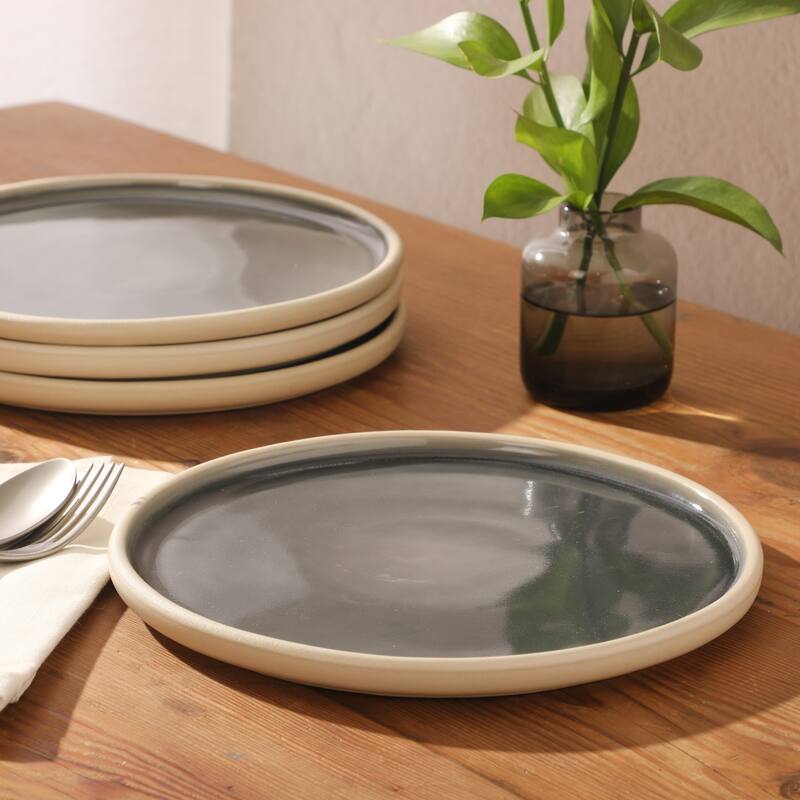 Gibson Elite - Made in Portugal - Port Gaia 10.2 Inch Dinner Plates Set of 4 - Reactive Glaze Dish Set