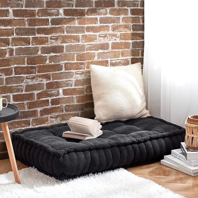 Rainha - 40" Ultra Thick Tufted Floor Pillow - Black