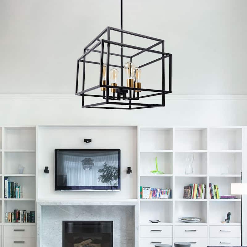 CO-Z 64"4-Light Adjustable Open Box Frame Rectangle/Square Pendant Chandelier