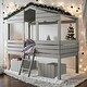 preview thumbnail 2 of 10, Contemporary Twin Size Low Loft Wood House Bed with Two Drawers, Sturdy Construction & Unique Design, Maximized Space, Grey