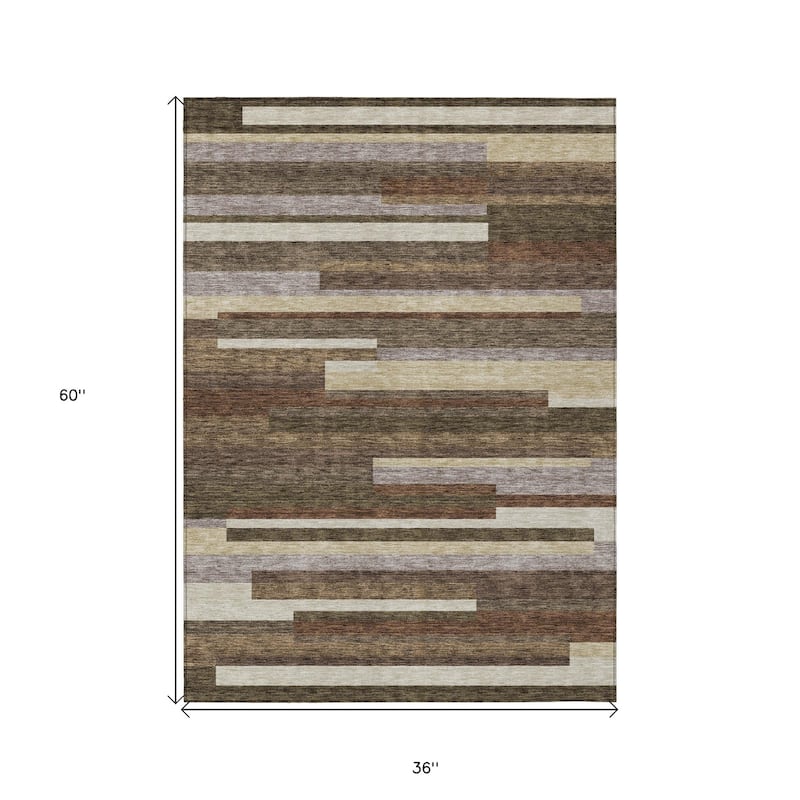 HomeRoots Striped Transitional Rectangle Outdoor Rug
