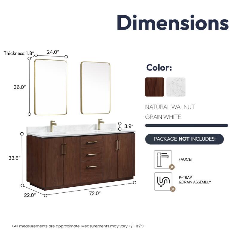 San Double Bath Vanity with Composite Stone Top and Mirror