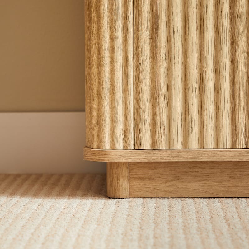 GDF Studio - Avalon Modern Curved Fluted Buffet Sideboard Cabinet with Adjustable Shelf