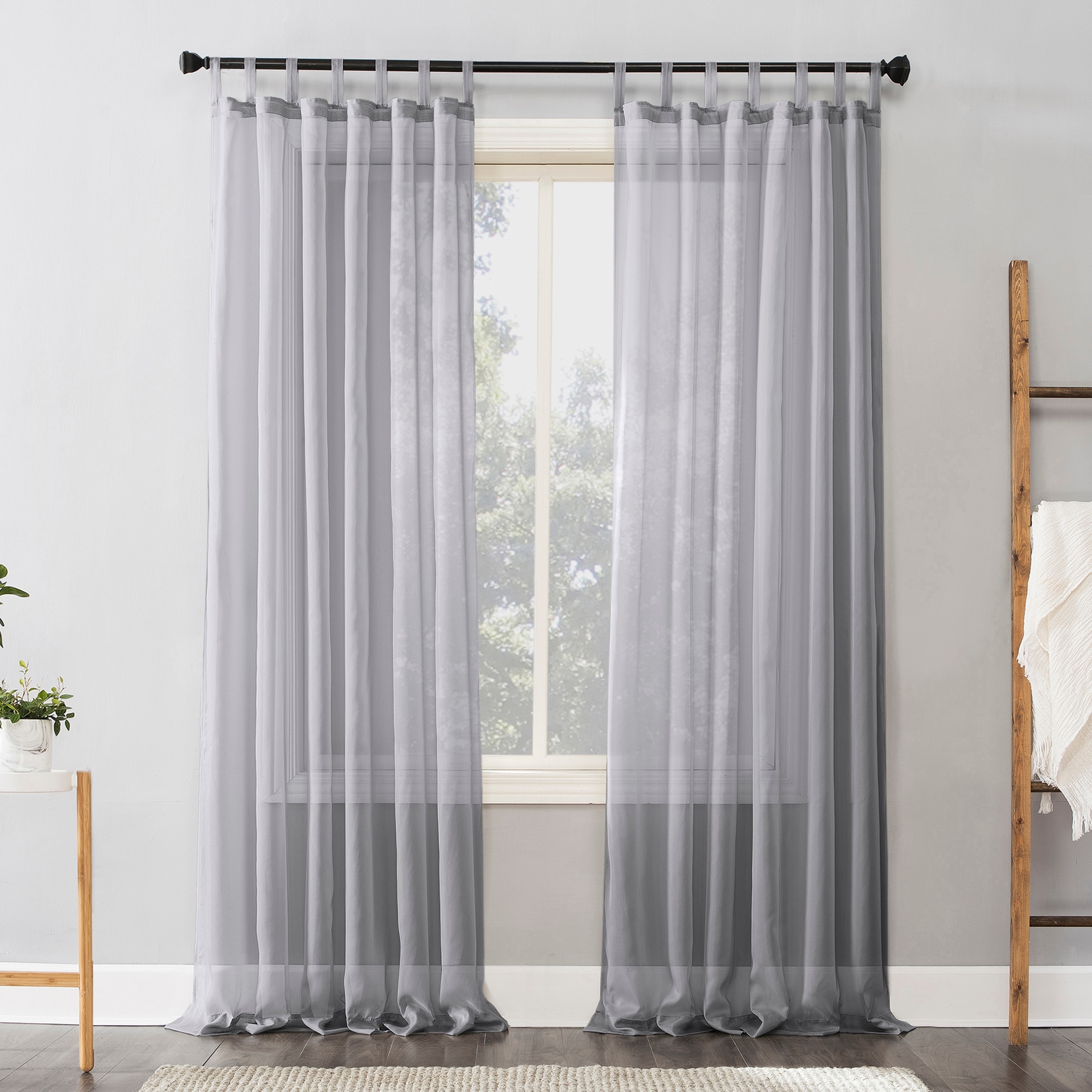 No. 918 Emily Voile Sheer Tab Top Curtain Panel, Single Panel