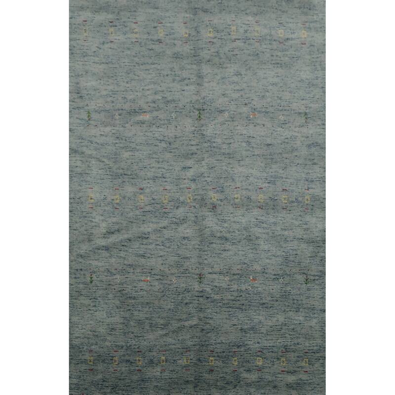 Hand Knotted Oriental 100% Wool Carpet Tribal Animal Pictorial Greys & Charcoal Gabbeh Area Rug - 8' 1'' X 5' 5''