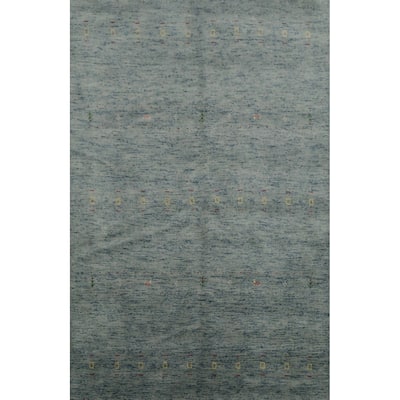 Hand Knotted Oriental 100% Wool Carpet Tribal Animal Pictorial Greys & Charcoal Gabbeh Area Rug - 8' 1'' X 5' 5''