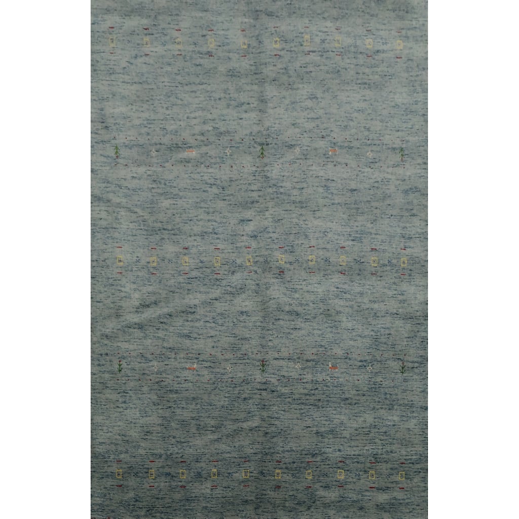 Hand Knotted Oriental 100% Wool Carpet Tribal Animal Pictorial Greys & Charcoal Gabbeh Area Rug - 8' 1'' X 5' 5''