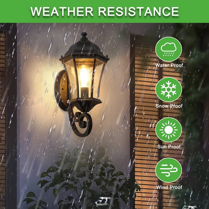 Outdoor Black Waterproof Glass Retro Wall Lamp