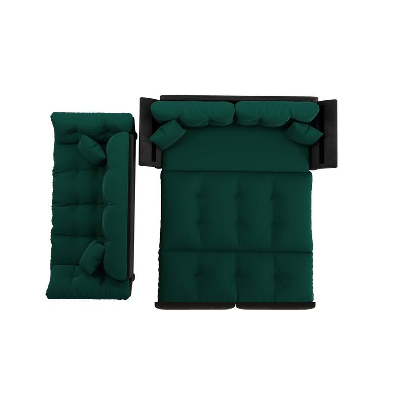 74.8" Queen Pull Out Sofa Bed, 3-in-1 Convertible Sleeper Tufted Sofa with 2 Soft Pillows,Multi-Functional Velvet Loveseat Bed