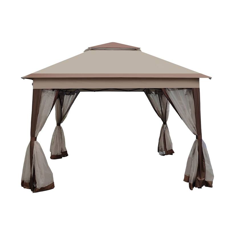 Patio Outdoor Gazebo 11X11Ft - Gazebo Canopy with Netting and 2-Tier Soft Top Event Tent for Backyard,Garden Lawn