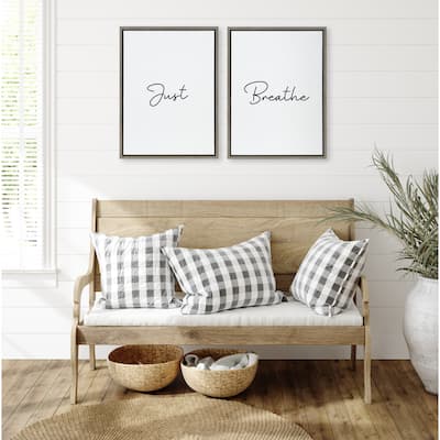 Kate and Laurel Sylvie Just Breath BW Canvas by Creative Bunch Studio
