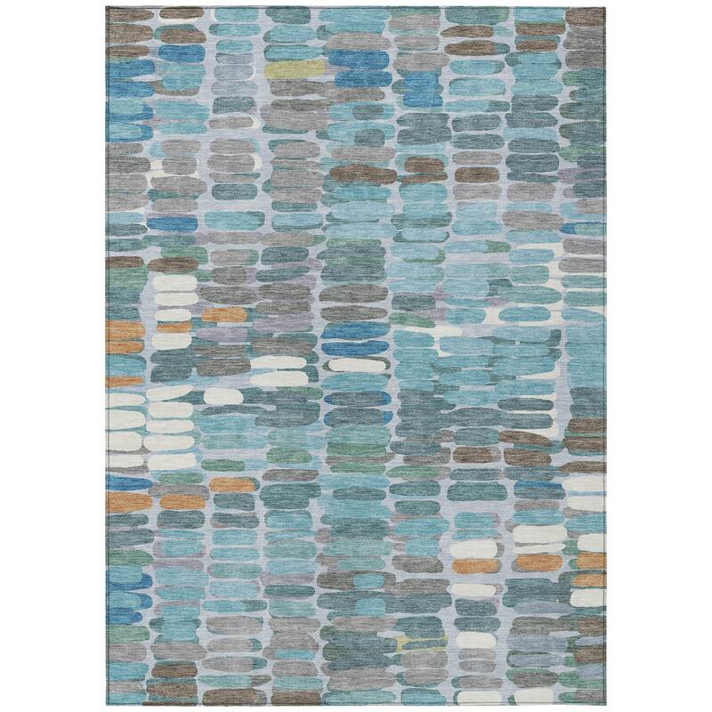 Machine Washable Indoor/ Outdoor Modern Caps Chantille Rug