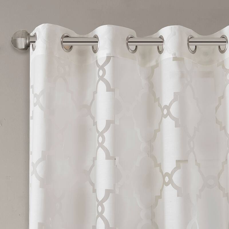 Madison Park Laya Fretwork Burnout Sheer Curtain Panel