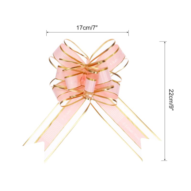 10pcs Large Pull Bow Love You Gift Wrapping Bows Ribbon Organza - Pink - 9 Inch