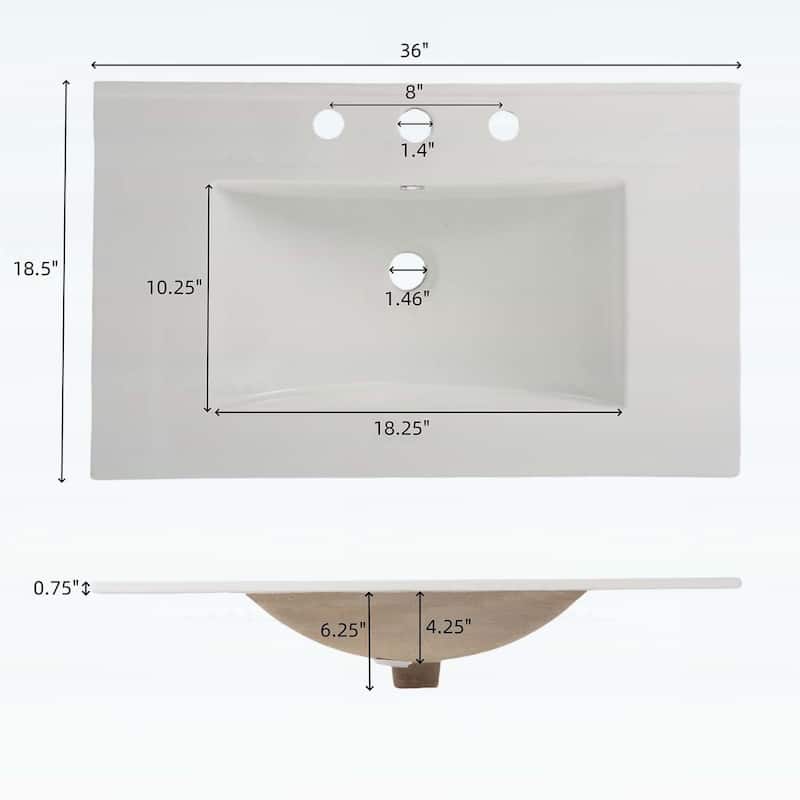36 Inch Bathroom Vanity with Ceramic Sink