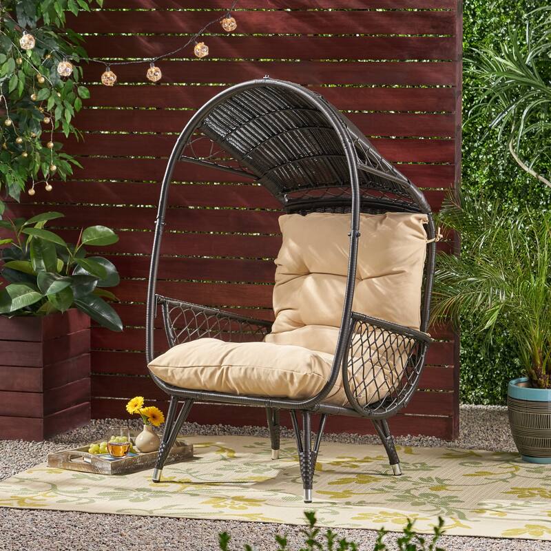 Malia Outdoor Cushioned Wicker Basket Chair by Christopher Knight Home