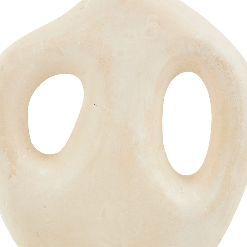 Beige Paper Mache Abstract Double Handle Decorative Vase