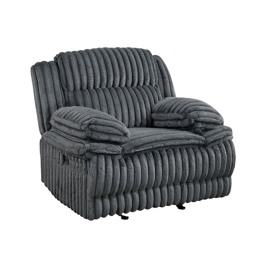 Rexy Manual Glider Reclining Chair, Textured Dark Gray Corduroy