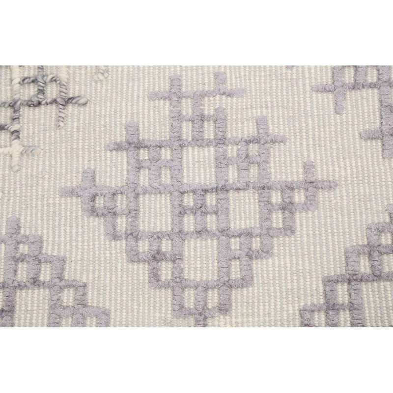 Contemporary Geometric Moroccan Oriental Wool Area Rug Handmade Carpet - 5'4" x 7'4"