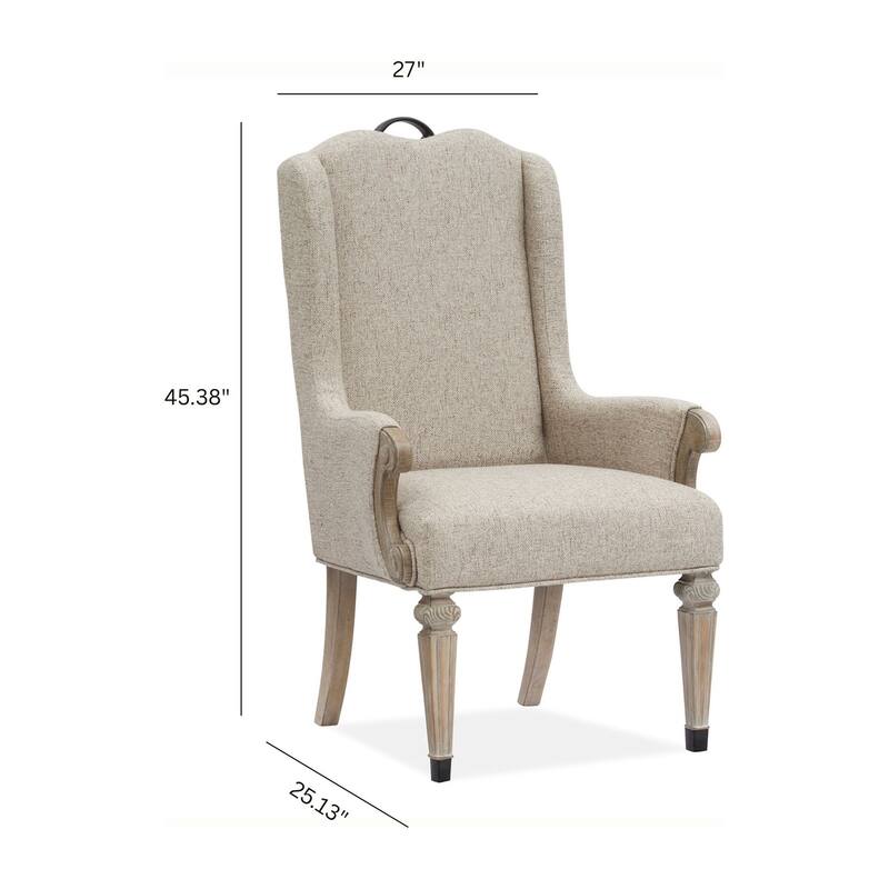 Magnussen Home Marisol Fawn Upholstered Host Chair Two Pack - 27''W x 25.13''D x 45.38''H