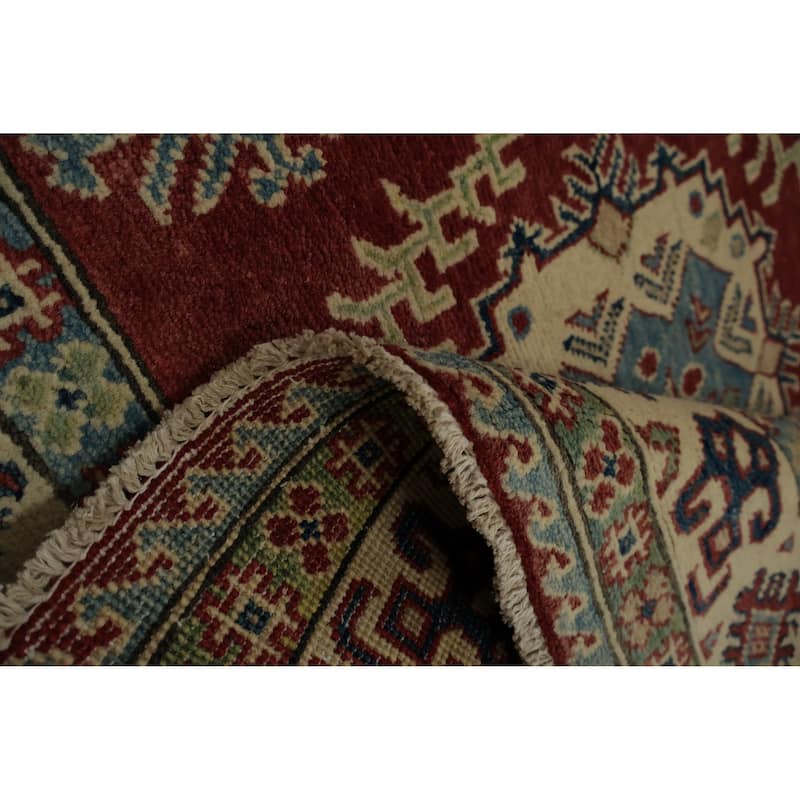 Hand Knotted Oriental 100% Wool Carpet Traditional Medallion Red Kazak Area Rug - 6' 5'' X 4' 0''