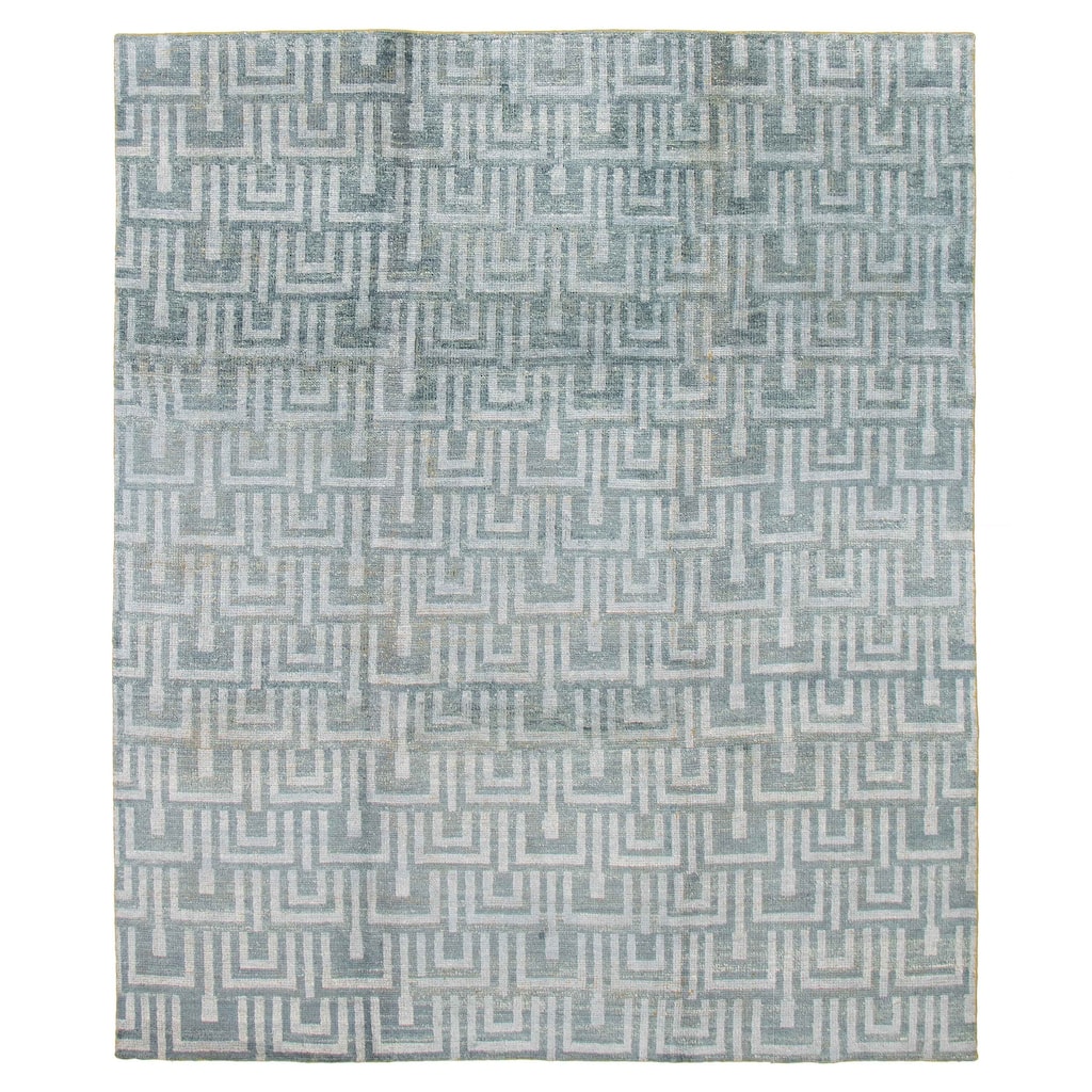 ECARPETGALLERY Hand-knotted Eternity Blue Silk Rug - 8'0 x 9'7