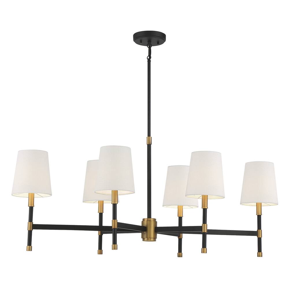 Savoy House Brody 6-Light Linear Chandelier - Black/Brass