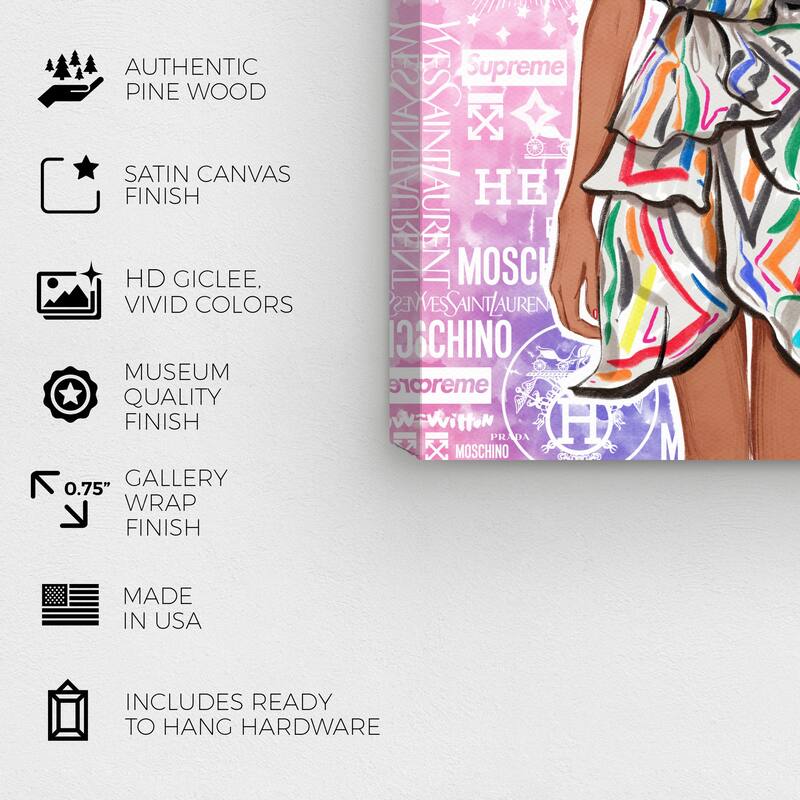 Wynwood Studio Canvas Fashion and Glam Serious Fashion Shopper Pink and Light Pink Modern & Contemporary Wall Art Canvas Print
