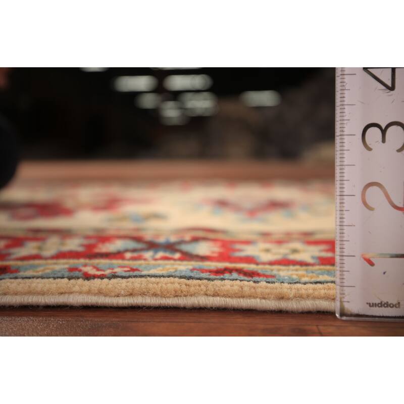 Geometric Kazak Foyer Rug Hand-Knotted Traditional Wool Carpet - 2'0" x 3'0"