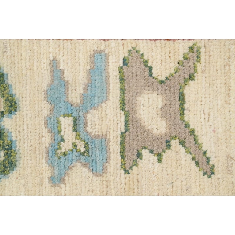 Hand Knotted Oriental 100% Wool Carpet Transitional Geometric Beige & Ivories Oushak Area Rug - 9' 11'' X 10' 1''