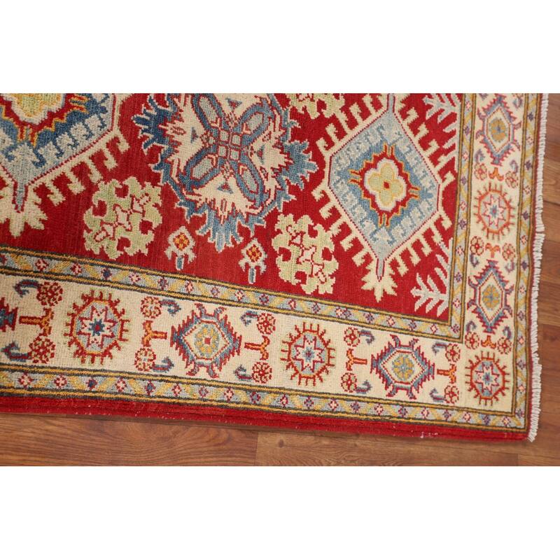 Traditional Kazak Accent Rug Hand-Knotted Geometric Wool Carpet - 2'10" x 4'2"